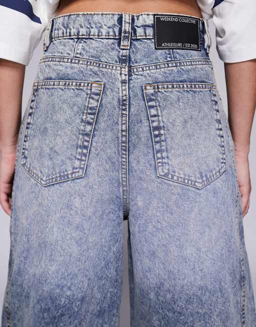 Weekend Collective barrel leg jeans in blue bleach wash, 5 of 5