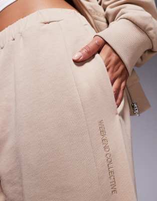 Asos Weekend Collective Weekend Collective Barrel Leg Sweatpants In Brown