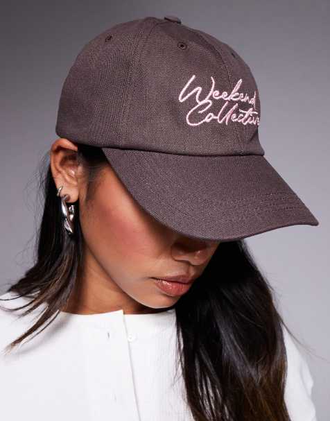 Weekend Collective baseball cap with scribble embroidery in chocolate - view 1