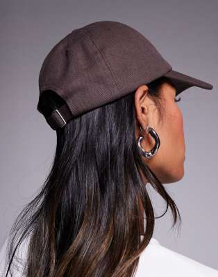 Asos Weekend Collective Weekend Collective Baseball Cap With Scribble Embroidery In Burgundy