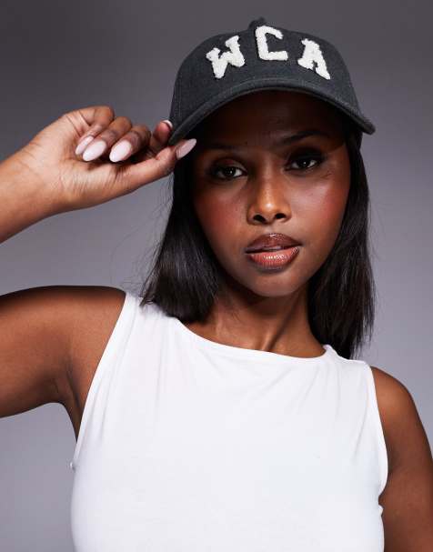 Weekend Collective baseball cap with varsity graphic in washed charcoal - view 1