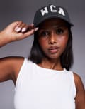 [ASOS Weekend Collective] Weekend Collective baseball cap with varsity graphic in washed charcoal-Grey One Size CHARCOAL