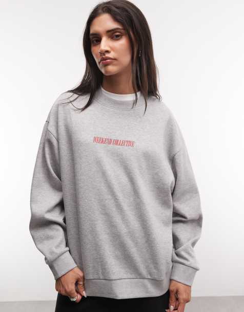 Weekend Collective bluza z logo z tyłu w kolorze grey marl i czerwonym - view 1