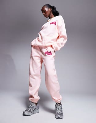 Weekend Collective bubble graphic cuffed sweatpants in pink - part of a set