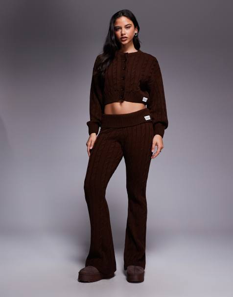 Weekend Collective cable knit set in chocolate - view 1