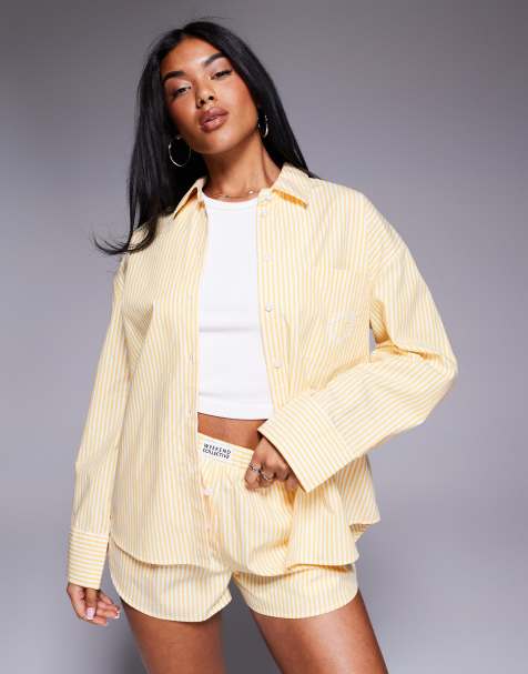 Weekend Collective - Camicia gialla a righe in coordinato - view 1