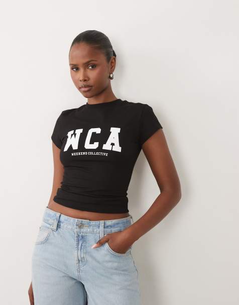 Weekend Collective - camiseta con diseño encogido con gráfico WCA en negro - view 1