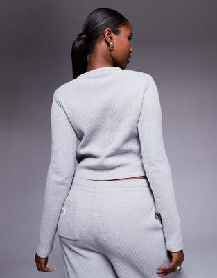 Asos Weekend Collective Weekend Collective Cardigan Heavyweight Waffle In Gray