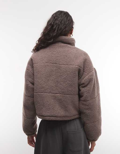 Weekend Collective chaqueta acolchada de borreguillo con cuello alzado en topo, 4 de 4