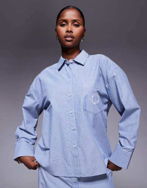Weekend Collective - Chemise d'ensemble à rayures - Bleu/bleu marine
