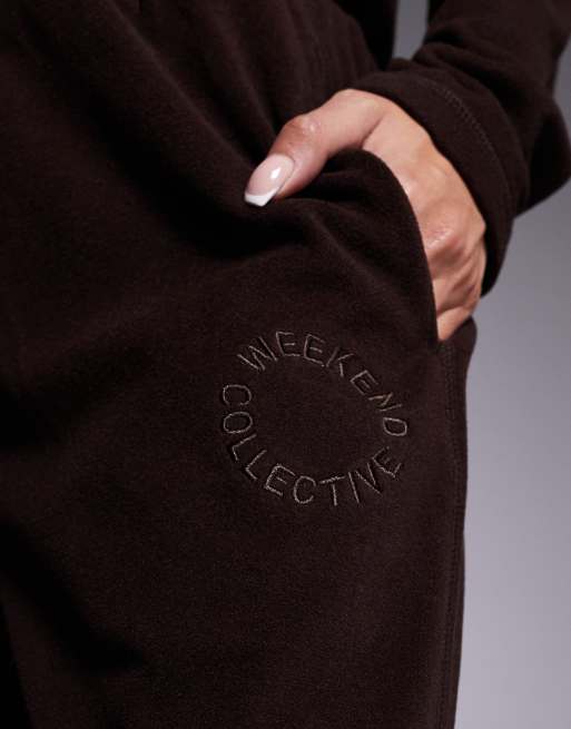 Weekend Collective – Chokladbruna, vida byxor i stretchig mikrofleece, del av set, 5 av 5
