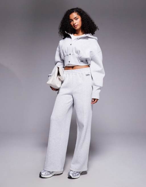 Weekend Collective cinched waist popper hoodie in grey marl, 2 of 4