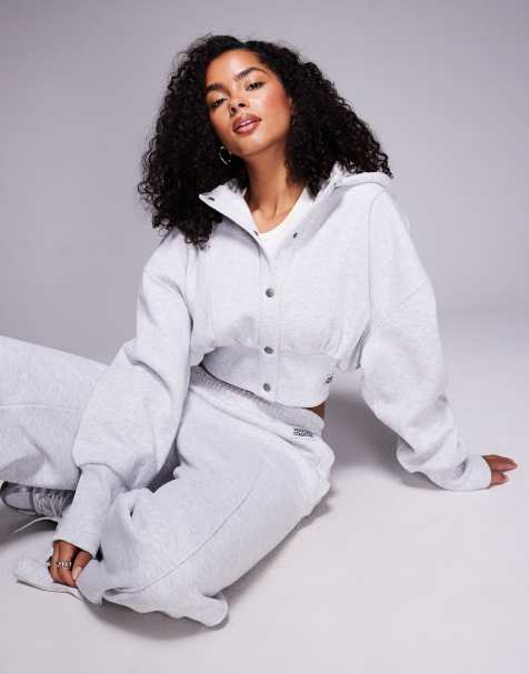 Weekend Collective cinched waist snap hoodie in gray heather - view 1