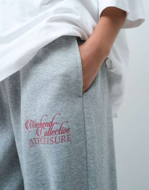 Weekend Collective Co-ord Baggy-Jogger mit Bündchen und Grafik in Grau, 4 von 5