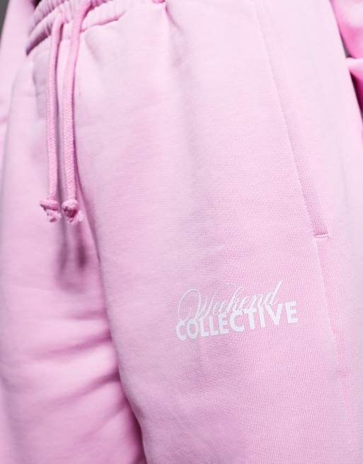 Weekend Collective co-ord barrel leg jogger with seam detail in pink, 5 of 5
