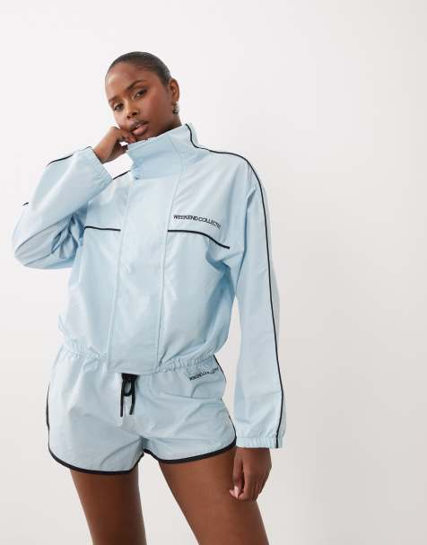 Weekend Collective co-ord giacca sportiva in nylon azzurro baby - view 1