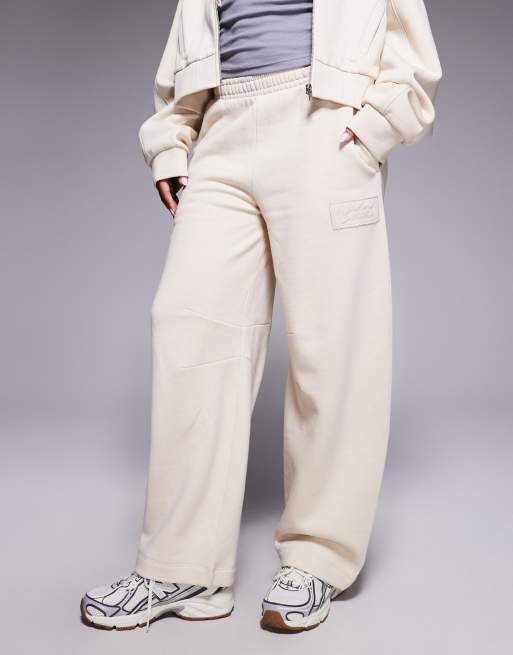 Weekend Collective co-ord heavyweight barrel leg jogger with scribble graphic in stone, 3 of 5