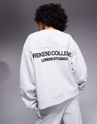 ASOS WEEKEND COLLECTIVE Weekend Collective co-ord heavyweight cardigan with logo embroidery in ice marl-Grey