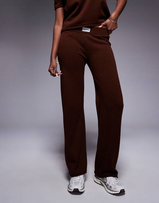 Weekend Collective co-ord knitted wide leg jogger in chocolate, 3 of 5
