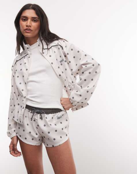 Weekend Collective co-ord nylon runner short with woven label in polka dot - view 1