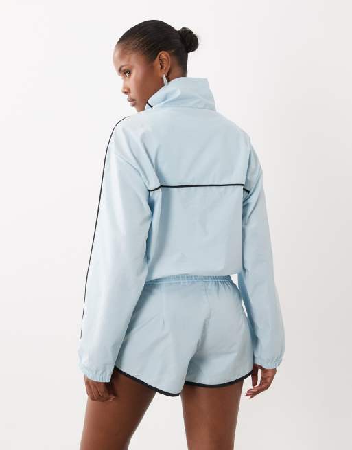 Weekend Collective co-ord nylon track jacket in baby blue, 4 of 4
