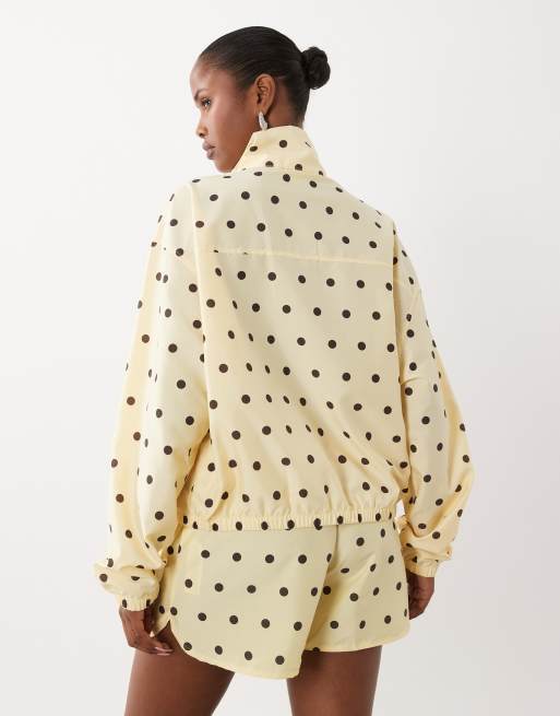 Weekend Collective Co-ord Nylon-Trainingsjacke mit Buttermilk-Punktmuster, 4 von 4