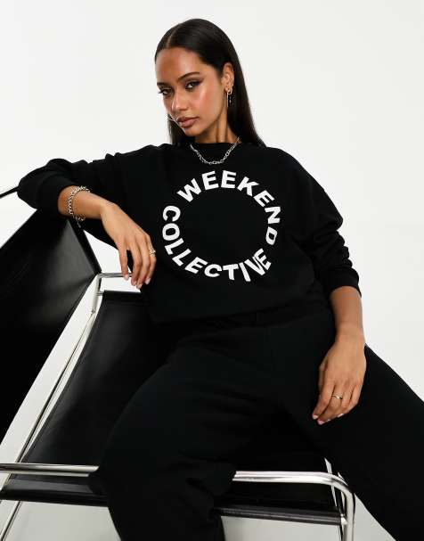 Weekend Collective co-ord oversized sweatshirt with logo in black - view 1