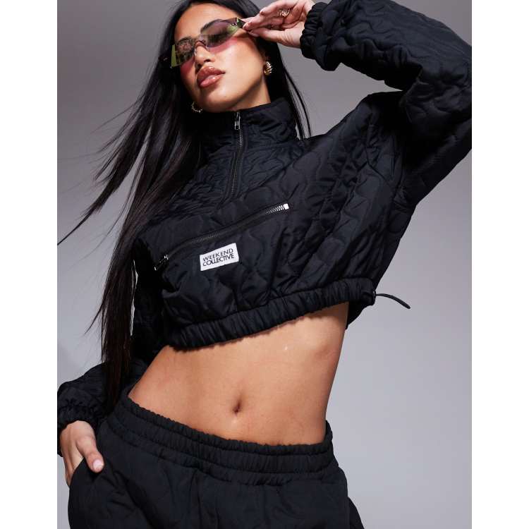 ジャケット・アウター CuLLt Monotone Keyhole Cropped Blouson Weekend Collective co-ord quilted nylon cropped half zip pull over