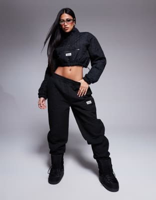 ASOS WEEKEND COLLECTIVE Weekend Collective co-ord quilted nylon cuffed jogger in black-Navy