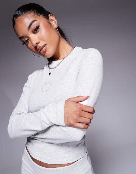 Weekend Collective co-ord ribbed long sleeved top with circle logo - view 1