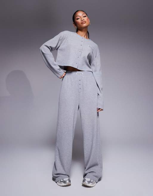 Weekend Collective - Co-ord set van nylon met top met knopen en joggingbroek in gemêleerd grijs