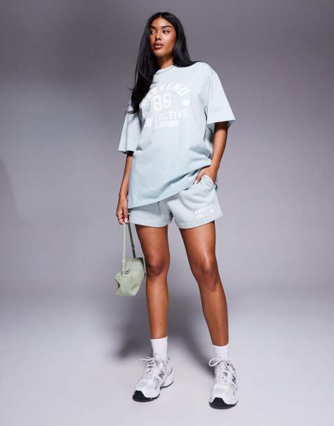 Weekend Collective Co-ord short in ombre heart print in sage green - view 1