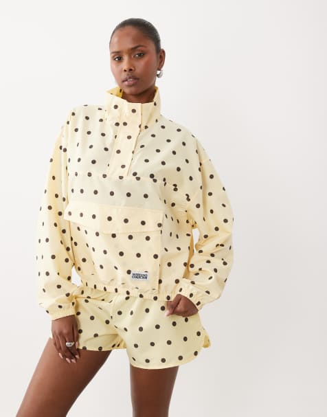 Weekend Collective co-ord træningsjakke med polkaprikket print i buttermilk - view 1
