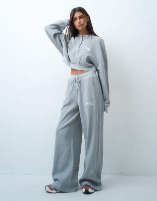 Asos Weekend Collective Weekend Collective Co-ord Waffle Wide Leg Jogger In Grey