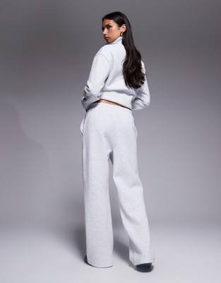 Asos Weekend Collective Weekend Collective Co-ord Wide Leg Jogger With Varsity Sweatshirt In Gray