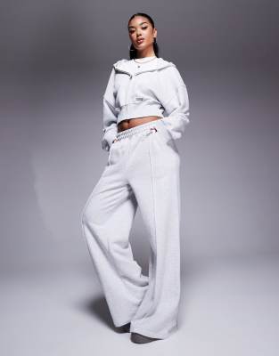 ASOS WEEKEND COLLECTIVE Weekend Collective co-ord wide leg pin tuck joggers in grey marl