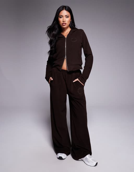 Weekend Collective - Coordinato in micro pile elasticizzato color cioccolato
