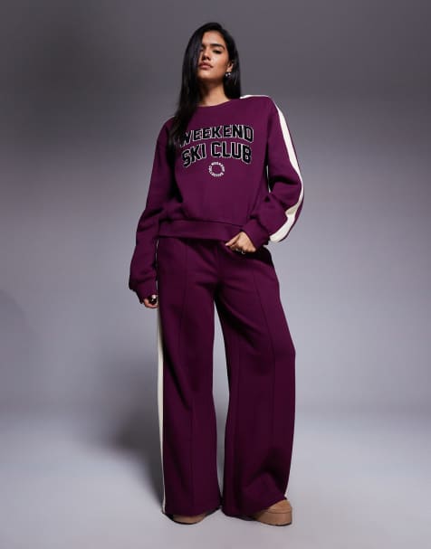 Weekend Collective - Coordinato pesante color prugna con design Ski Club - view 1