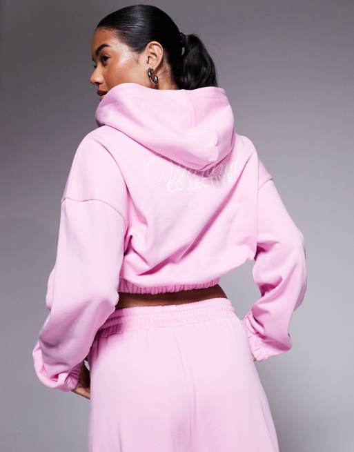 Weekend Collective cropped hoodie with back graphic in pink - part