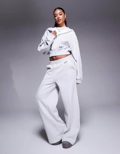 Weekend Collective cropped jacket with small woven label in grey marl (part of a set), 3 of 4