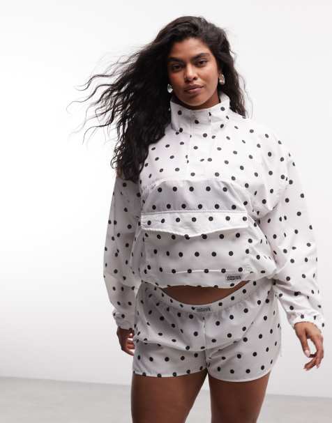 Weekend Collective Curve co-ord runner short with woven label in polka dot print - view 1