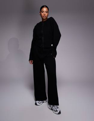 ASOS Weekend Collective Weekend Collective Curve co-ord wide leg waffle jogger in black