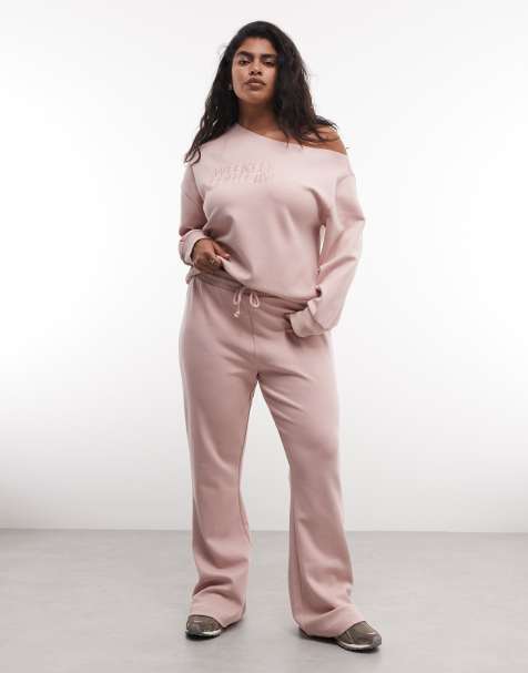 Weekend Collective Curve - Flare-broek met interlock-naden in oudroze, deel van co-ord set - view 1