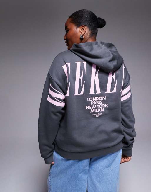 Weekend Collective Curve – Grafitowa bluza oversize z kapturem i logo na plecach, 2 z 4