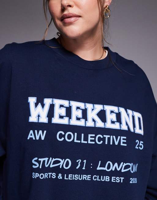 Weekend Collective Curve – Granatowa bluza dresowa z grafiką, 3 z 4