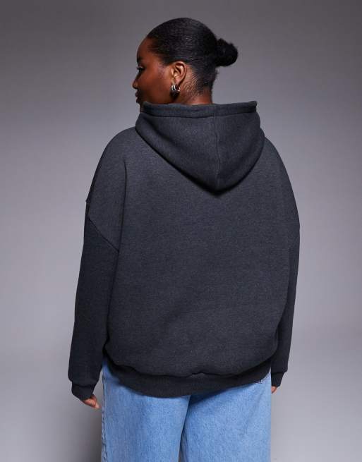 Weekend Collective Curve hoodie with applique graphic in charcoal marl, 4 of 4