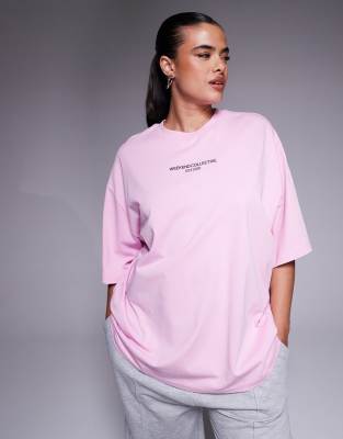 Asos Weekend Collective Weekend Collective Curve Icon Oversized T-shirt With Bold Font Back Graphic In Multi