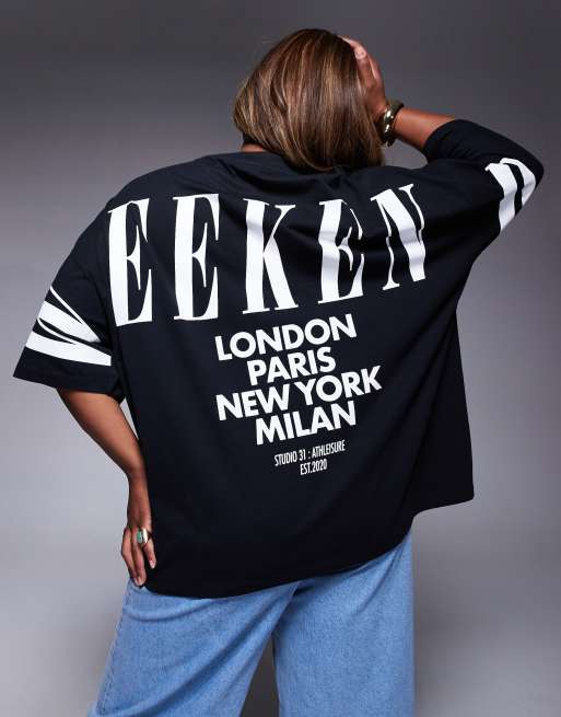 Weekend Collective Curve Icon oversized T-shirt with stacked back logo in black