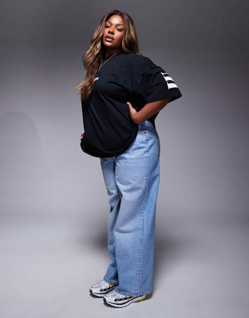 Weekend Collective Curve Icon oversized T-shirt with stacked back logo in black