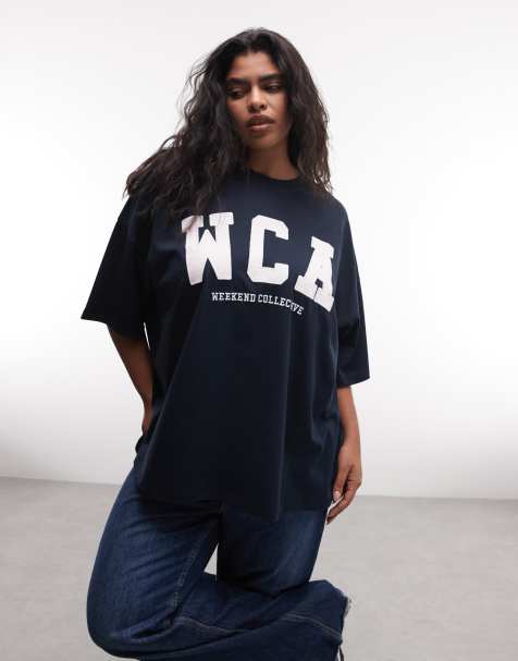 Weekend Collective Curve - Icon - T-shirt met grafische varsity-print in marineblauw - view 1